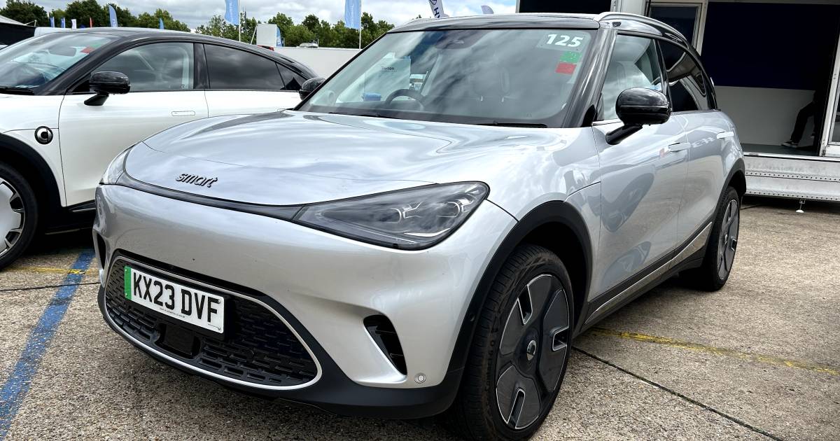 A silver example of the Smart 1 electric car